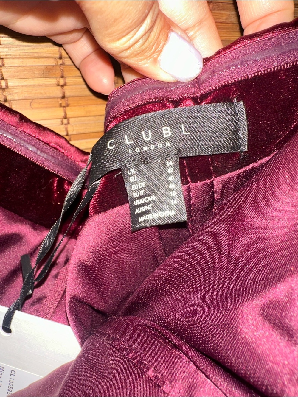 Club L London Strapless Velvet Mini Dress in Deep Wine - Picture 10 of 10